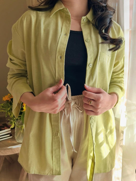 LIME GREEN BUTTON DOWN