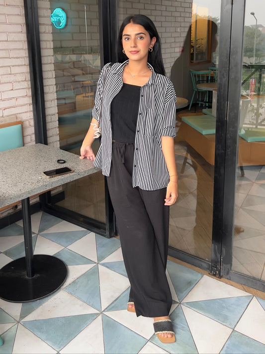 BLACK STRIPES BUTTON DOWN